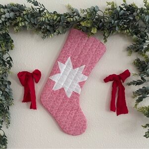Pink and White Quilted Holiday Stocking